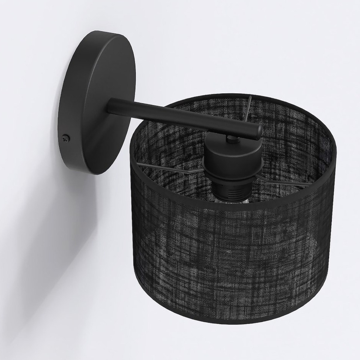 Lampada da parete ECO in acciaio nero opaco e tessuto
