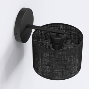 Lampada da parete ECO in acciaio nero opaco e tessuto