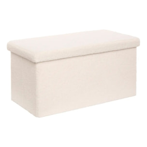 Pouf Pliable Coffre Jaiko en Bouclette Blanc 76x38cm
