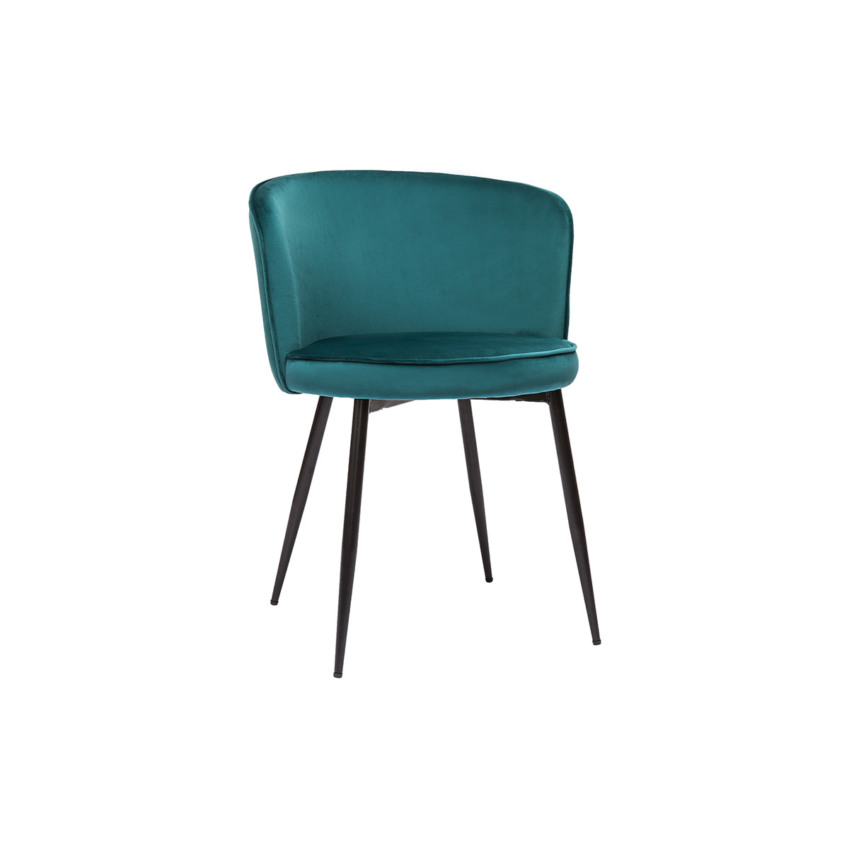 Chaises design en tissu velours bleu pétrole et métal noir (lot de 2) SERIF