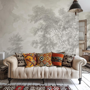 Carta da Parati Paesaggio Crema Seppia