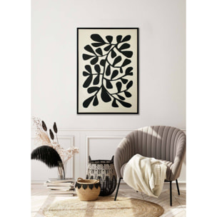 Cuadro Linen lino impresión 3D beige-negro 72x52x4 cm