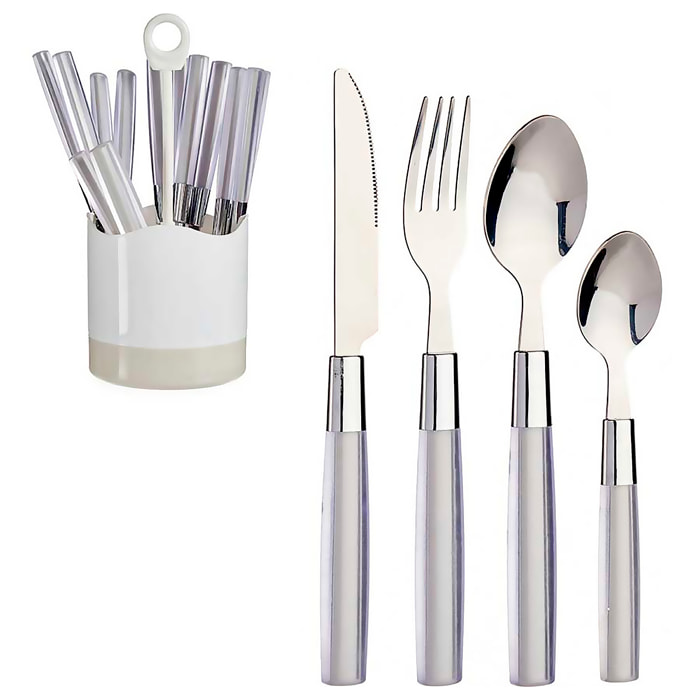 SET DA 16 POSATE IN ACCIAIO INOSSIDABILE MANICO PS GRIGIO