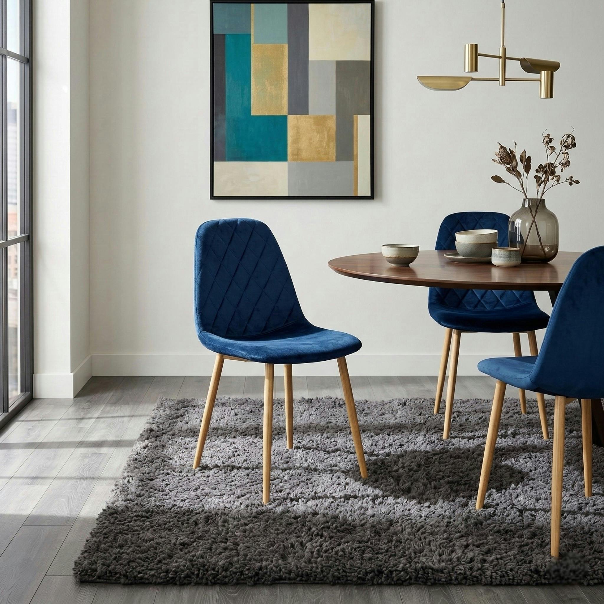 Chaise velours bleu (lot de 2) HAWAI