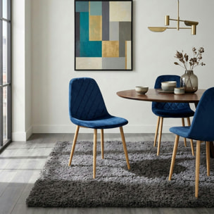 Chaise velours bleu (lot de 2) HAWAI