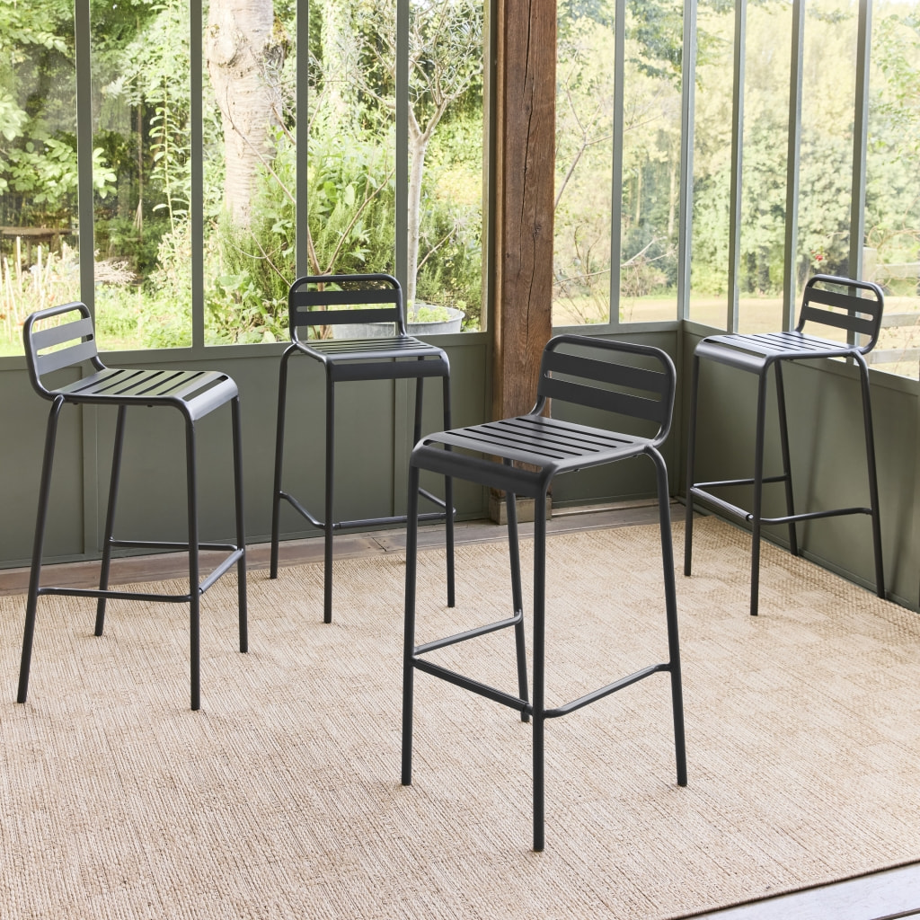 Chaise haute de jardin acier 69cm (lot de 4) AMÉLIA