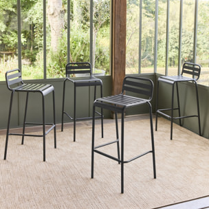 Chaise haute de jardin acier 69cm (lot de 4) AMÉLIA