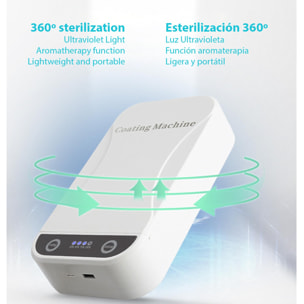 Caja esterilizadora portatil con luz ultravioleta y aromaterapia.