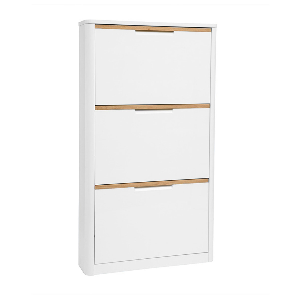 Meuble à chaussures 3 portes finition blanc laqué brillant L68 cm KIRK