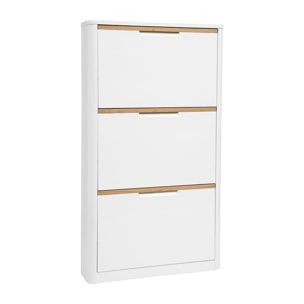 Meuble à chaussures 3 portes finition blanc laqué brillant L68 cm KIRK