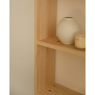 Estantería de madera maciza tono natural con 2 estantes Alto: 110 Largo: 80 Ancho: 20