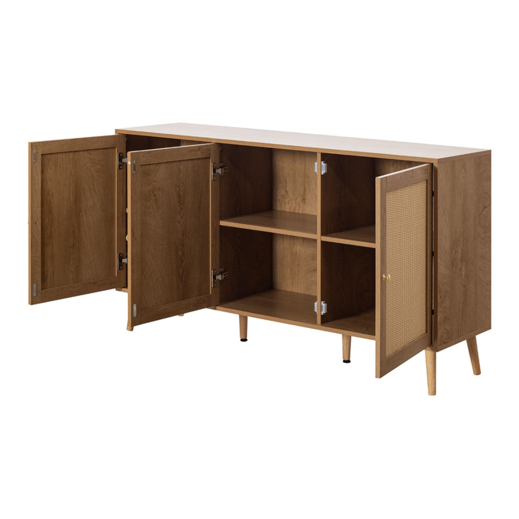 Goto - buffet bas - effet bois et cannage - 3 portes - 140 cm - Bois