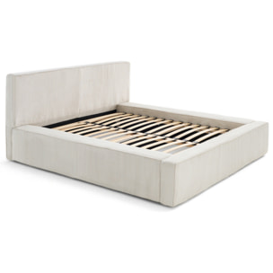 Topaze - lit coffre - 180x200 cm - sommier inclus - velours côtelé - Beige