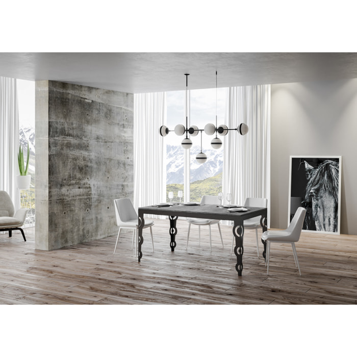 Table extensible 90x120/380 cm Karamay Evolution Gris Béton cadre Anthracite