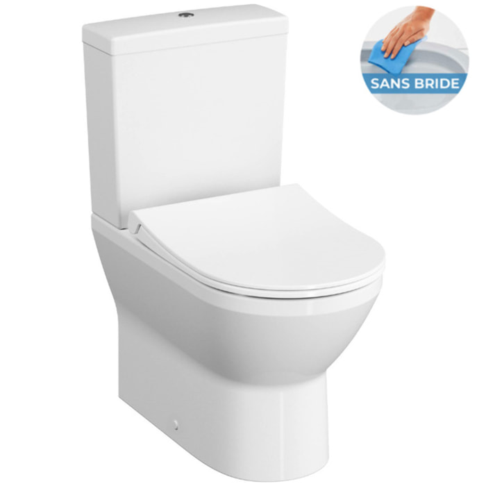 Integra Pack WC à poser sans bride avec abattant frein de chute et réservoir, Blanc (9859-003-7202-SP)