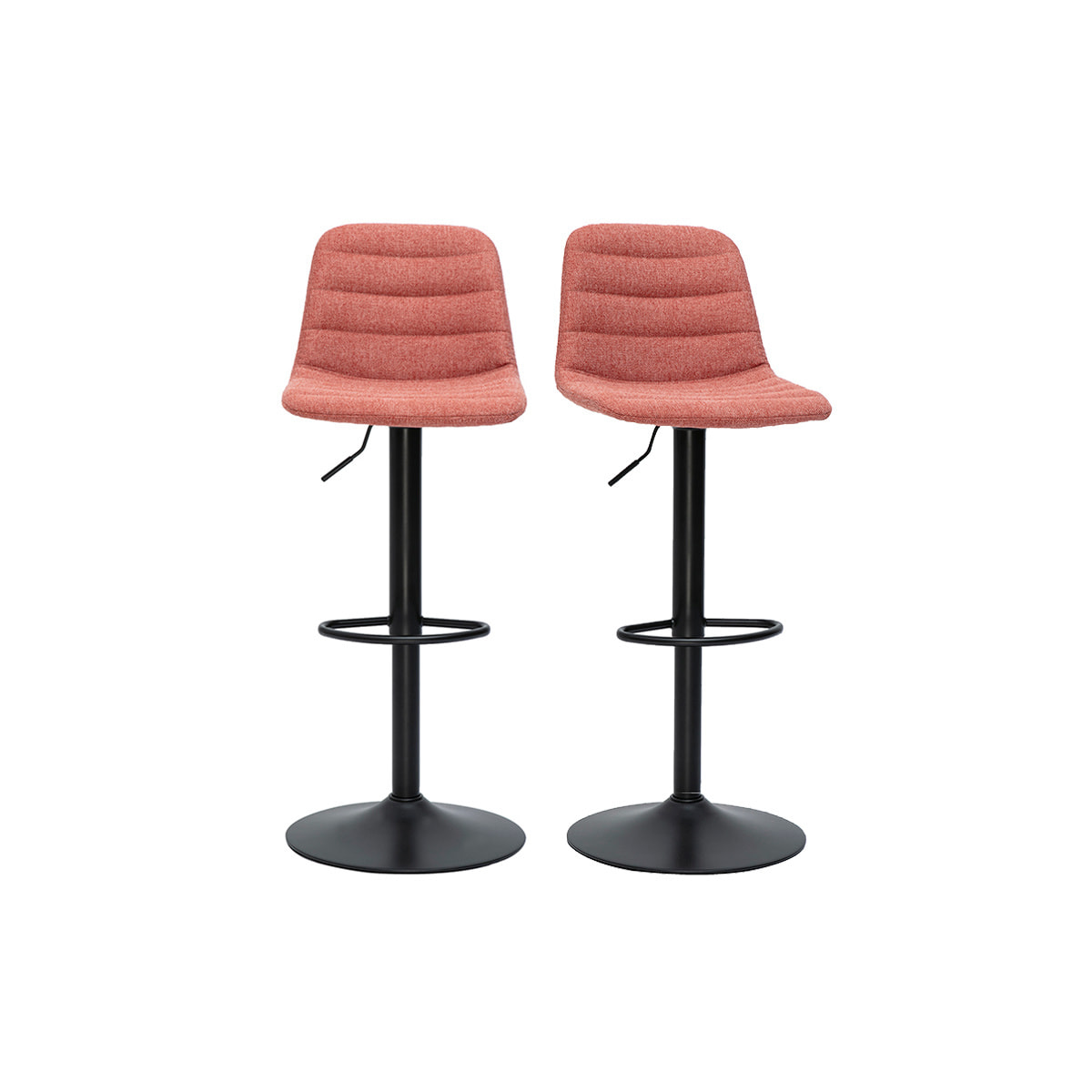 Tabourets de bar réglables en tissu effet velours texturé terracotta et métal (lot de 2) SAURY