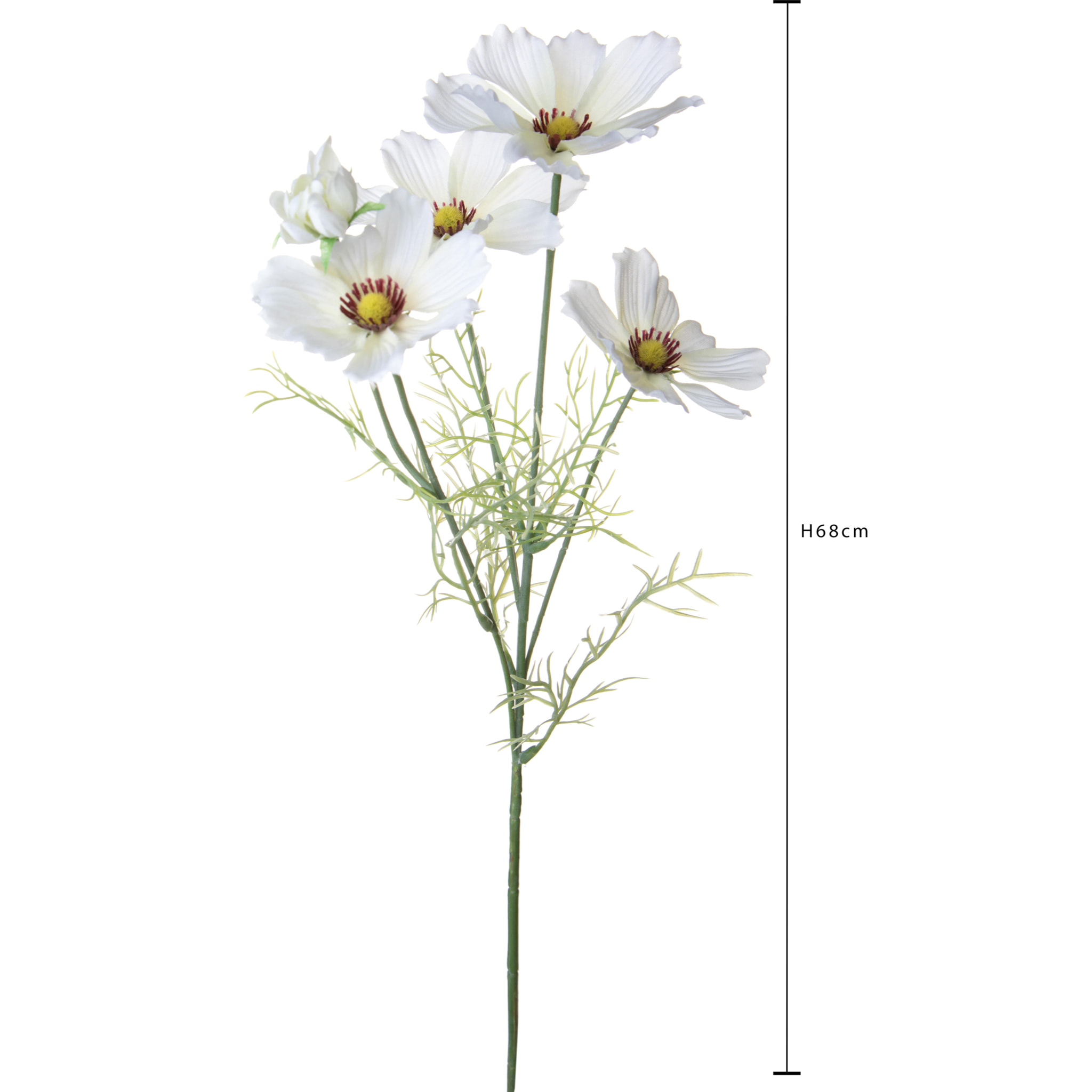 Cosmos In Fiore per 5 altezza 68 Cm - Pezzi 6 - 15X68X14cm - Colore: Bianco - Bianchi Dino - Fiori Artificiali