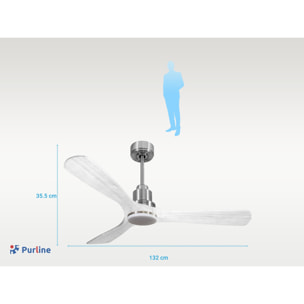 Ventilateur de plafond Réversible  Thermostat Dimmable Wifi Moteur à courant continu Toits en pente Télécommande Lumière à trois tons Hypersilence Mémoire