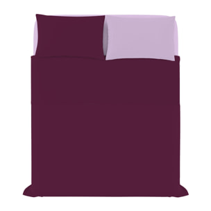 COMPLETO LETTO NATURAL COLOR, 100% Cotone, Made in Italy - PRUGNA/LILLA