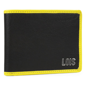 Cartera Hombre Piel Lois Davis Negro-Amarillo