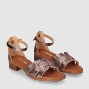 Sandalias de Piel - Bronce - Tacón: 3 cm