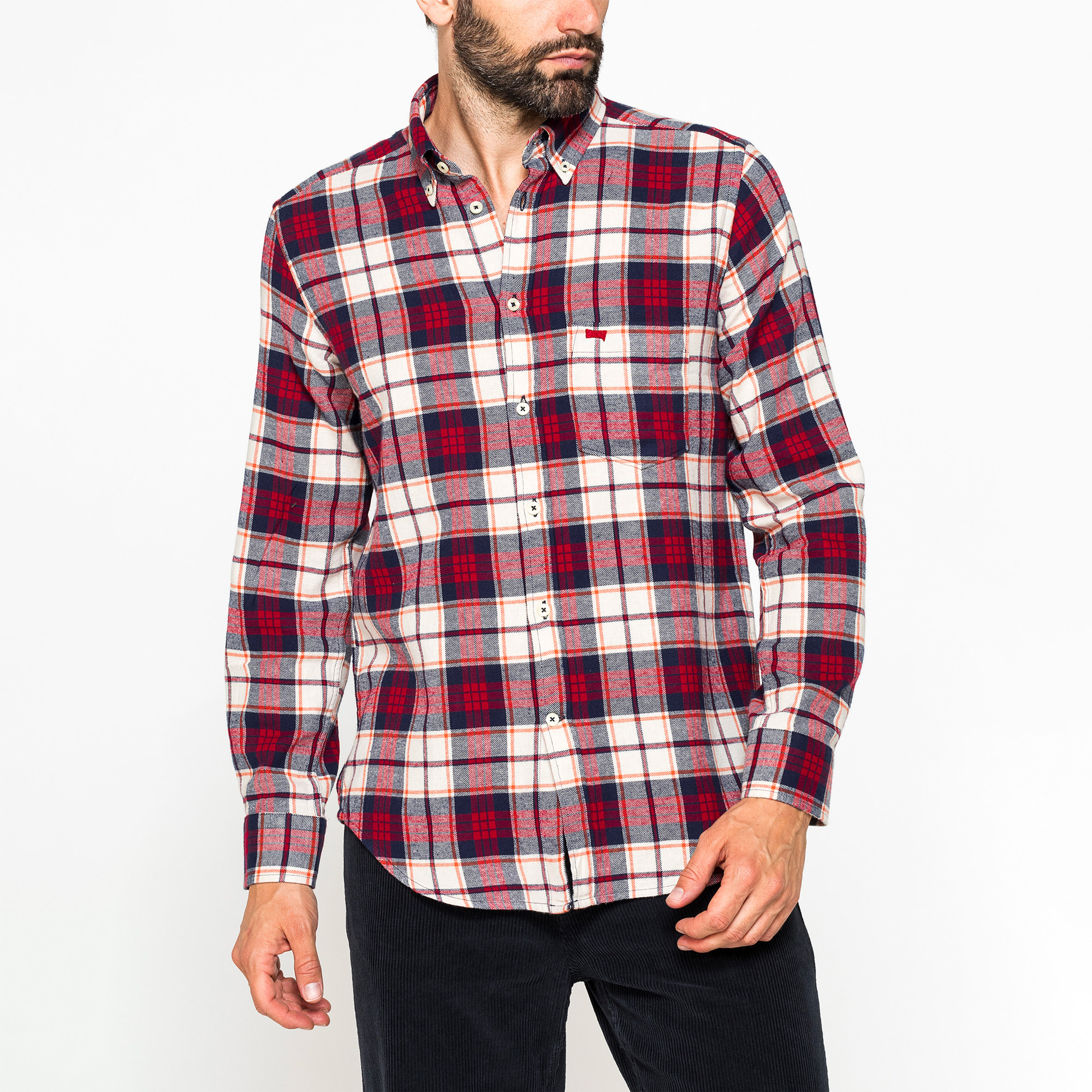 CAMICIA FANTASIA TINTO FILO IN FLANELLA LEGGERA