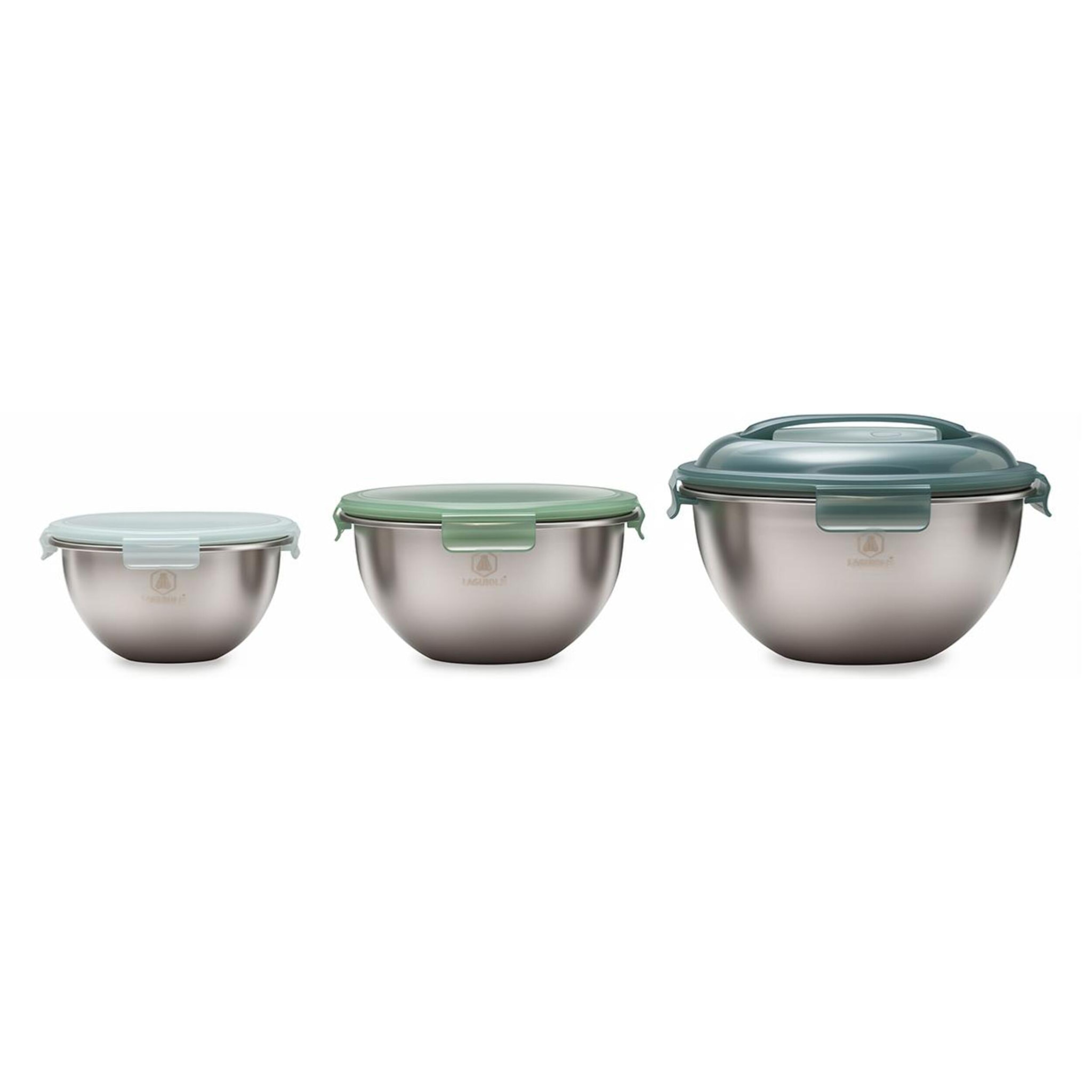 Set de 3 bols inox avec couvercles hermétiques - "Pique-nique"