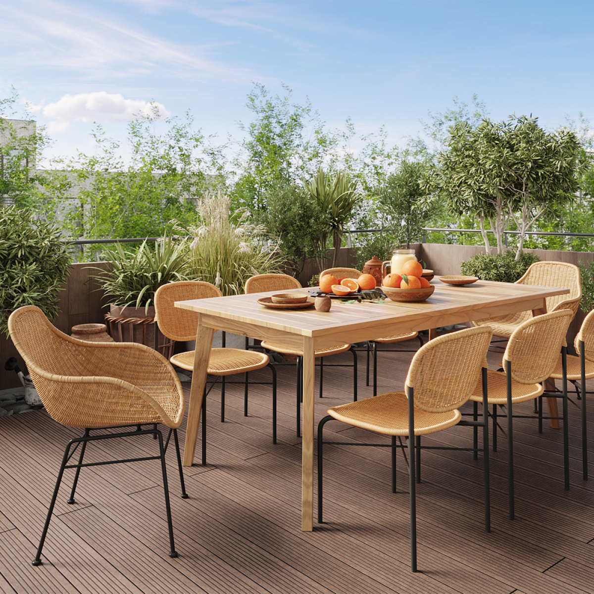 Table de jardin extensible en teck massif 186/245 cm - Tunga