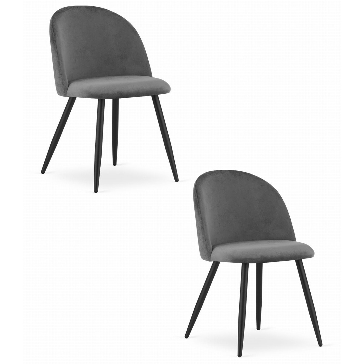 Set di 2 sedie Bello in velluto grigio scuro e metallo nero