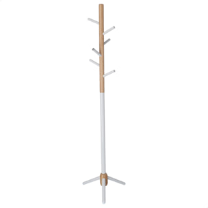 Well home - perchero infantil half de 6 perchas, en metal blanco y madera, 28x28x176 cm