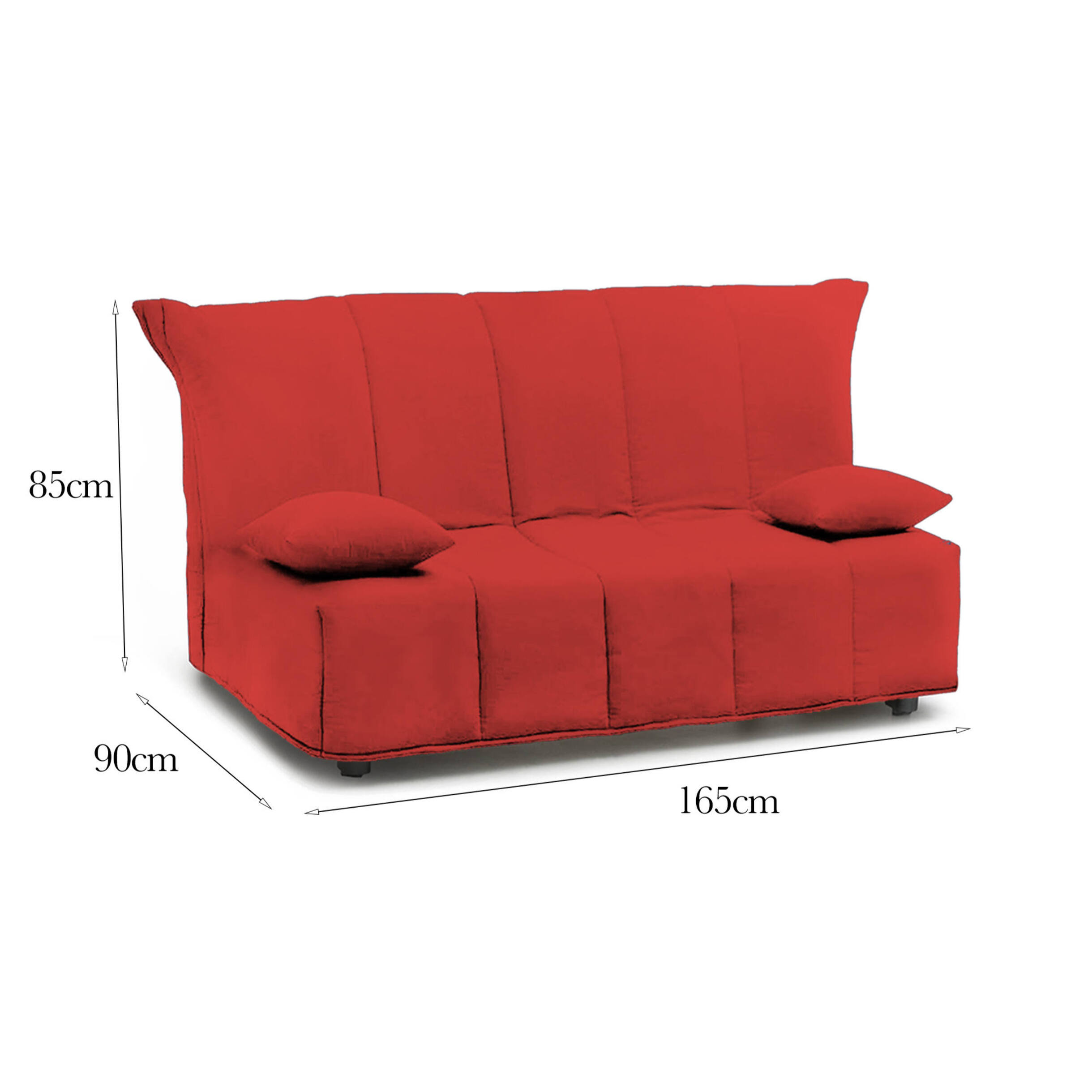 Divano Letto Allegra, Divano a 3 posti, 100% Made in Italy, Sofà Soggiorno con apertura a carrello, in tessuto imbottito, con cuscini inclusi, Cm 165x90h85, Rosso