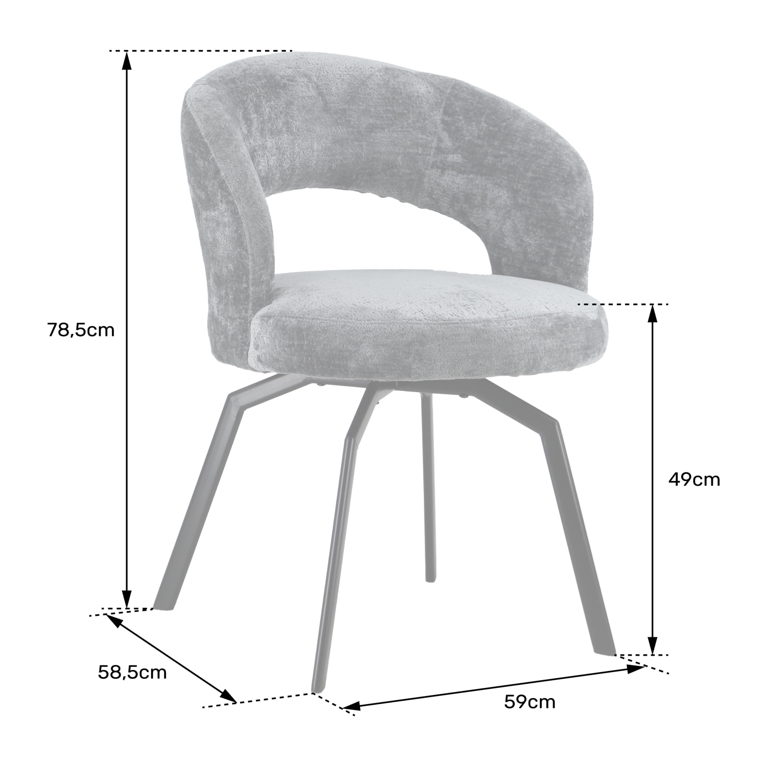 Chaise en chenille grise EHBA