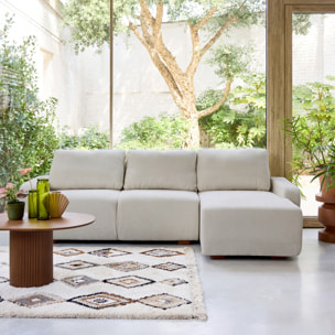 Canapé d'angle droite 3 places tissu gris clair L 260 x P 88 / 139cm / x H 87cm - Dany