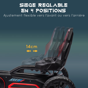 Kart à pédales enfant Go kart Formule 1 Racing aileron avant carter chaine fermé siège réglable avec ceinture rouge