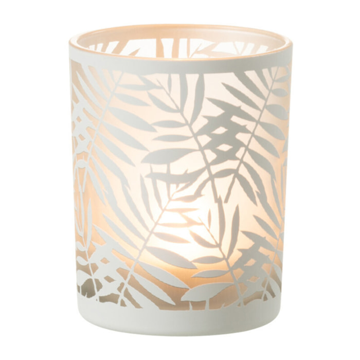 J-Line photophore Feuilles - verre - blanc - medium - 2 pcs