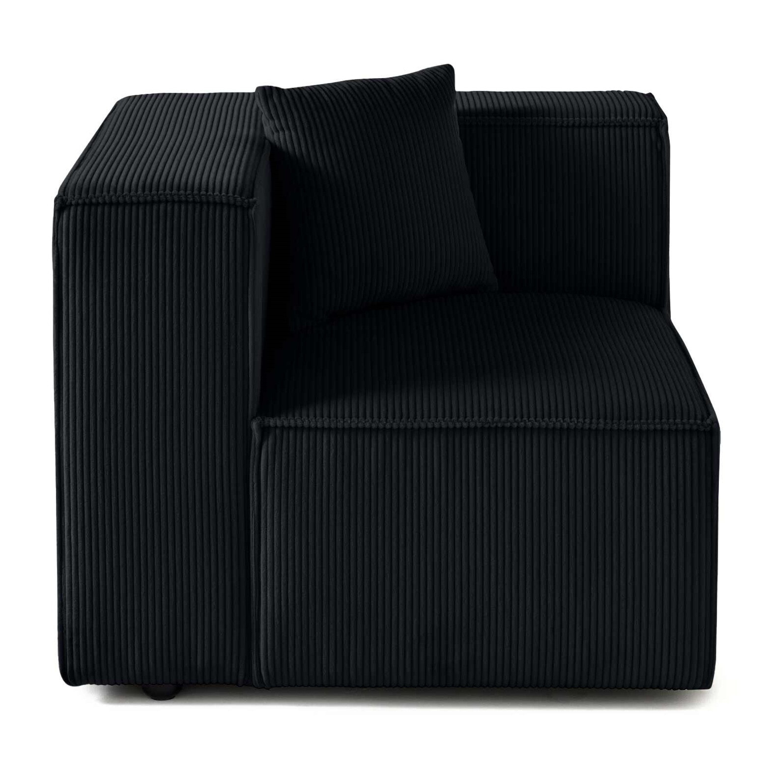 Arty - module d'assise gauche - en velours côtelé - Noir