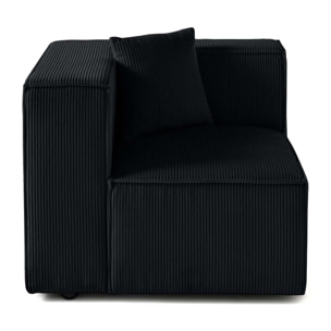 Arty - module d'assise gauche - en velours côtelé - Noir