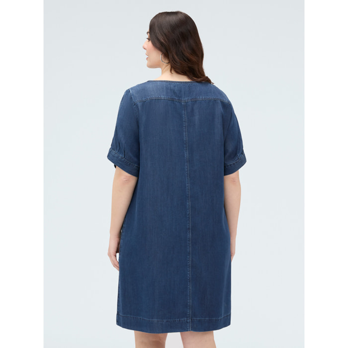 Fiorella Rubino - Vestido corto en denim Tencel™ - Azul