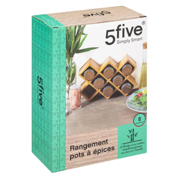 Support 8 pots à épices bambou noir