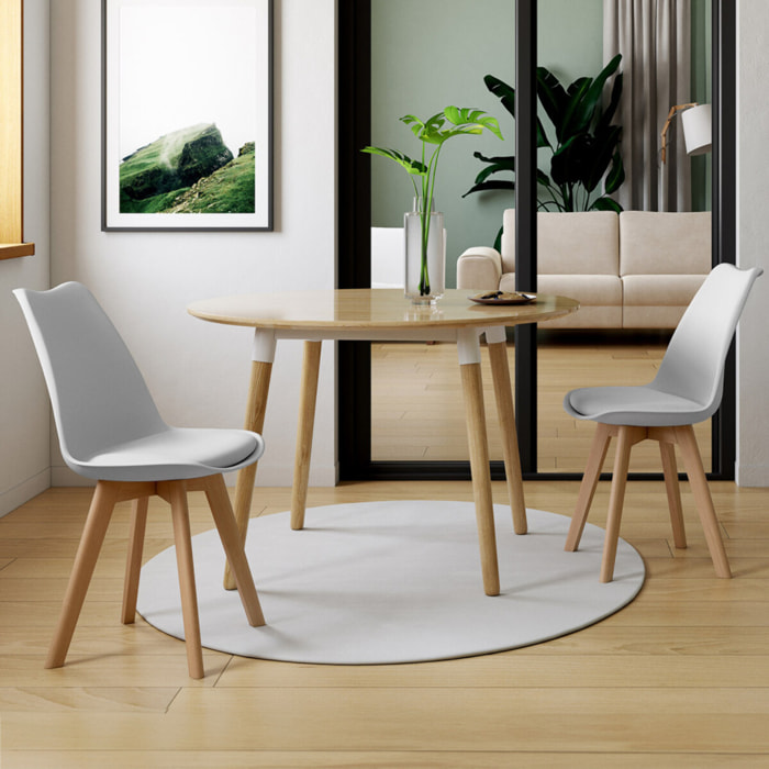 Chaises Nordia pieds bois de hêtre - Blanc