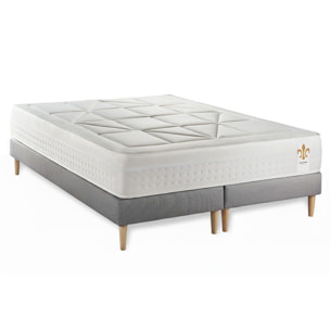 Ensemble Matelas Vingt-Huit - 28cm - Ressorts ensachés et mémoire de forme - Soutien point par point - Sommier Tapissier Gris