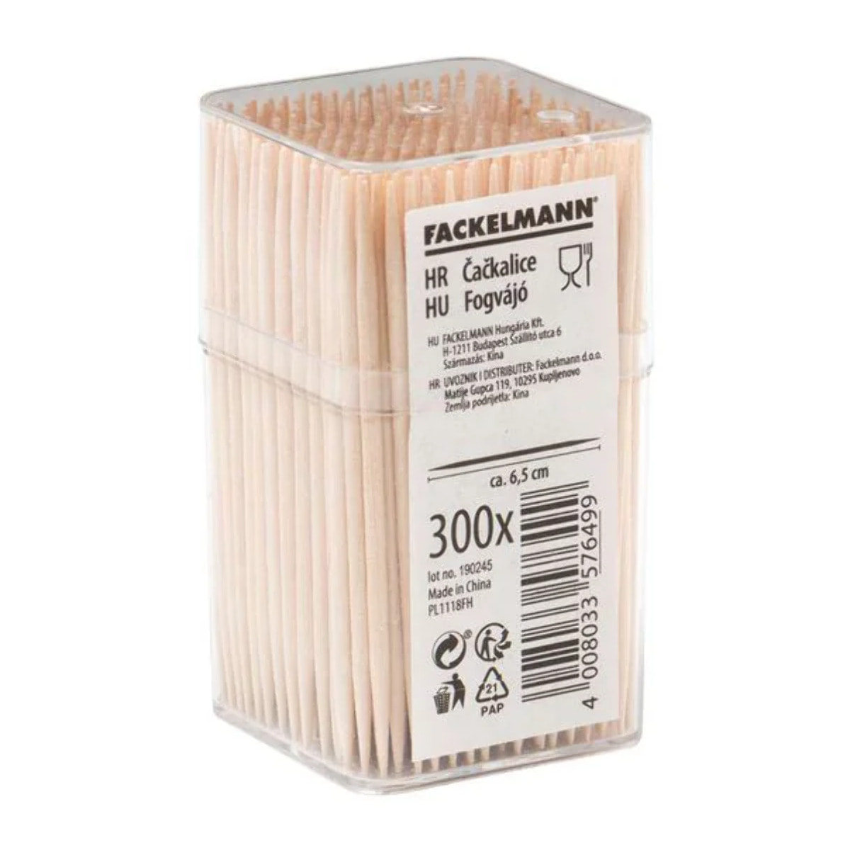 Lot de 300 cure-dents en bois dans une boîte avec couvercle Fackelmann Wood Edition