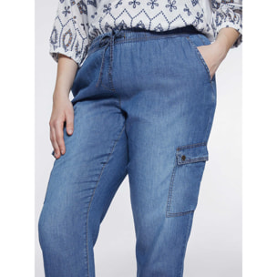 Fiorella Rubino - Pantalones cargo en denim ligero - Azul