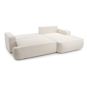 Nessino - canapé d'angle droit 4 places - convertible avec coffre - en tissu texturé - Beige