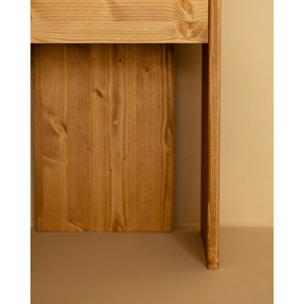 Mesita de noche de madera maciza en tono roble medio de 50x42cm Alto: 50 Largo: 42 Ancho: 27