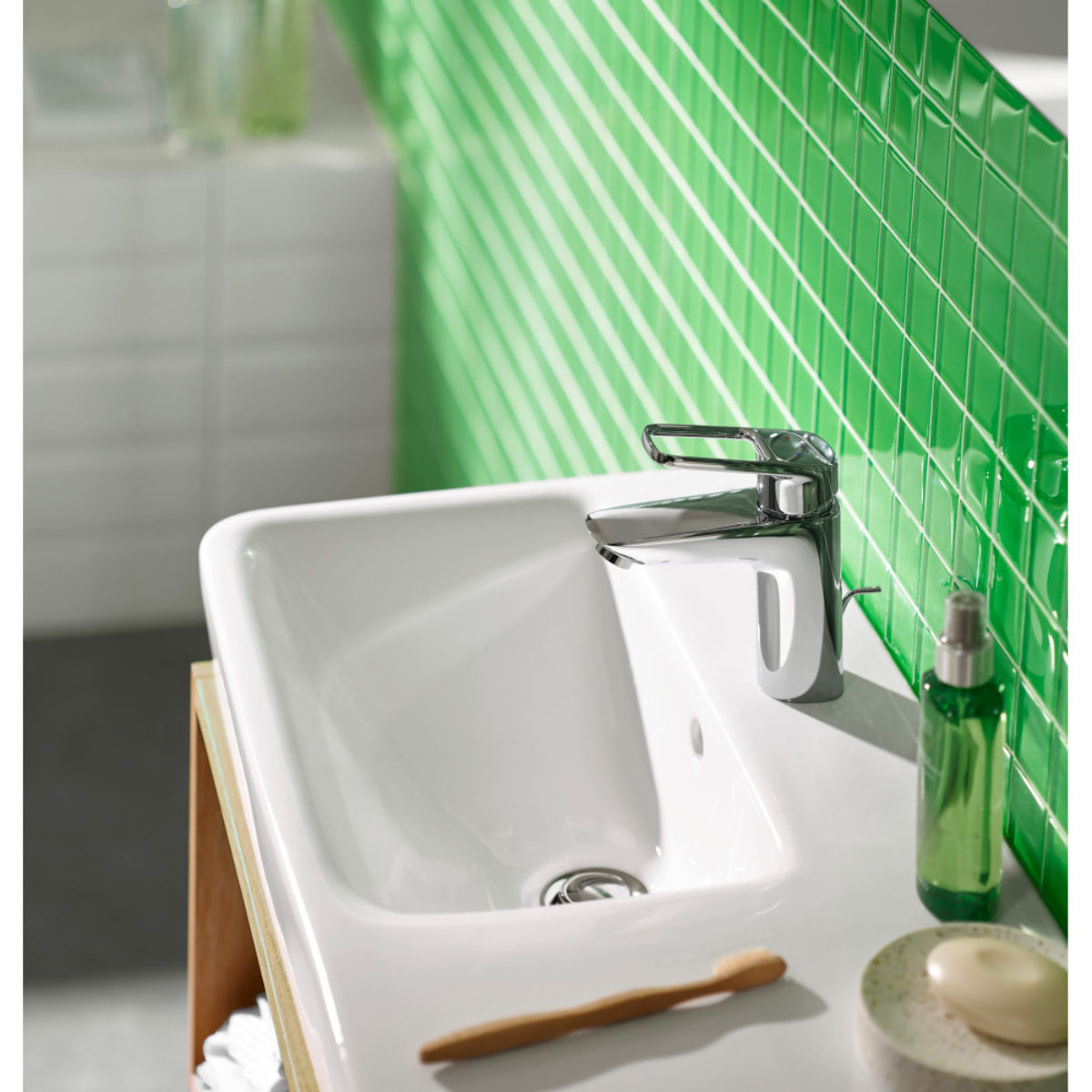 Mitigeur lavabo Logis Loop 100 Eco CH3 CoolStart avec tirette et vidage