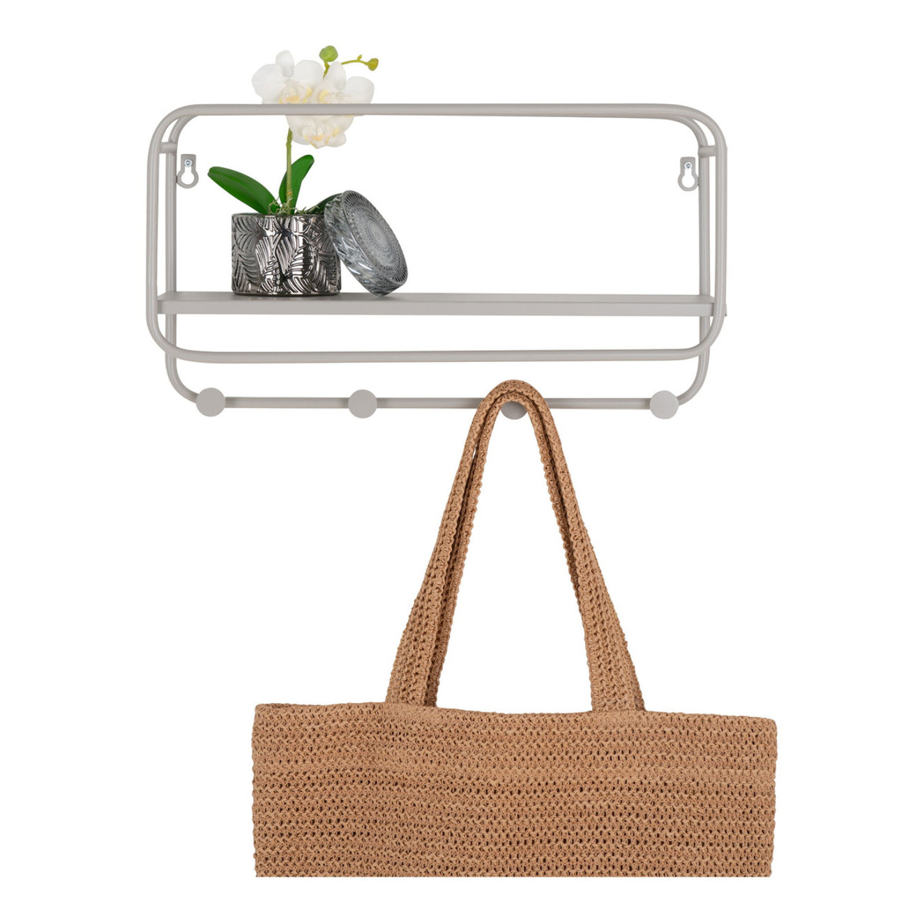 Feira Mensola porta cappelli in acciaio grigio 45x15x25 cm