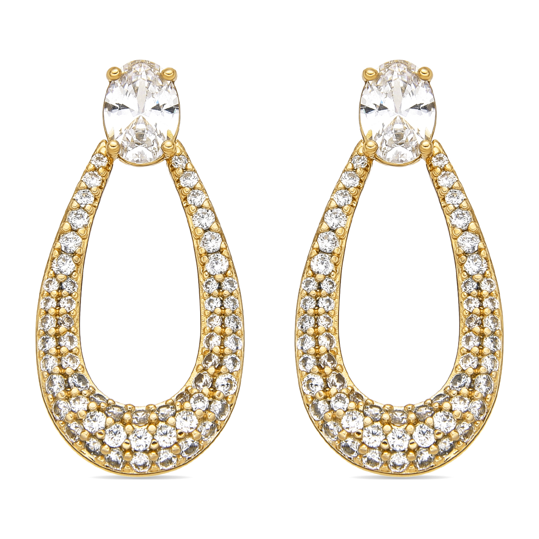 Pendientes con Circonita Brillante acabado oro 18k