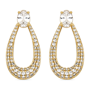 Pendientes con Circonita Brillante acabado oro 18k