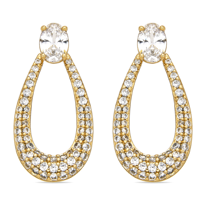 Pendientes con Circonita Brillante acabado oro 18k
